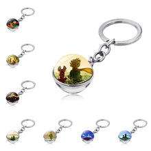 Load image into Gallery viewer, Le Petit Prince Jewelry Metal Key Chain Holder Keyring Little Prince Art Picture Double Sided Glass Ball Keychain Pendant
