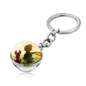 Le Petit Prince Jewelry Metal Key Chain Holder Keyring Little Prince Art Picture Double Sided Glass Ball Keychain Pendant