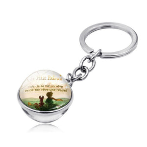 Le Petit Prince Jewelry Metal Key Chain Holder Keyring Little Prince Art Picture Double Sided Glass Ball Keychain Pendant